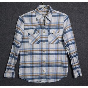 Duck‎ Camp Shirt Women Medium Blue Trailhead Twill Plaid Flannel LS Button Up